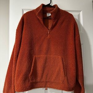PINK Cozy Orange Half-Zip Sweater